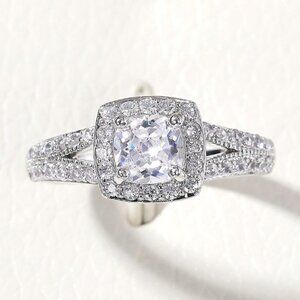 😍NEW LUXURY 14K WHITE GOLD SQUARE GEM DIAMOND ENGAGEMENT RING FOR WOMEN, K774